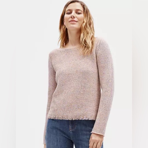 Eileen Fisher Wool & Recycled Cotton Bateau Neck Top/Sweater Almond XL LNC - Picture 1 of 5